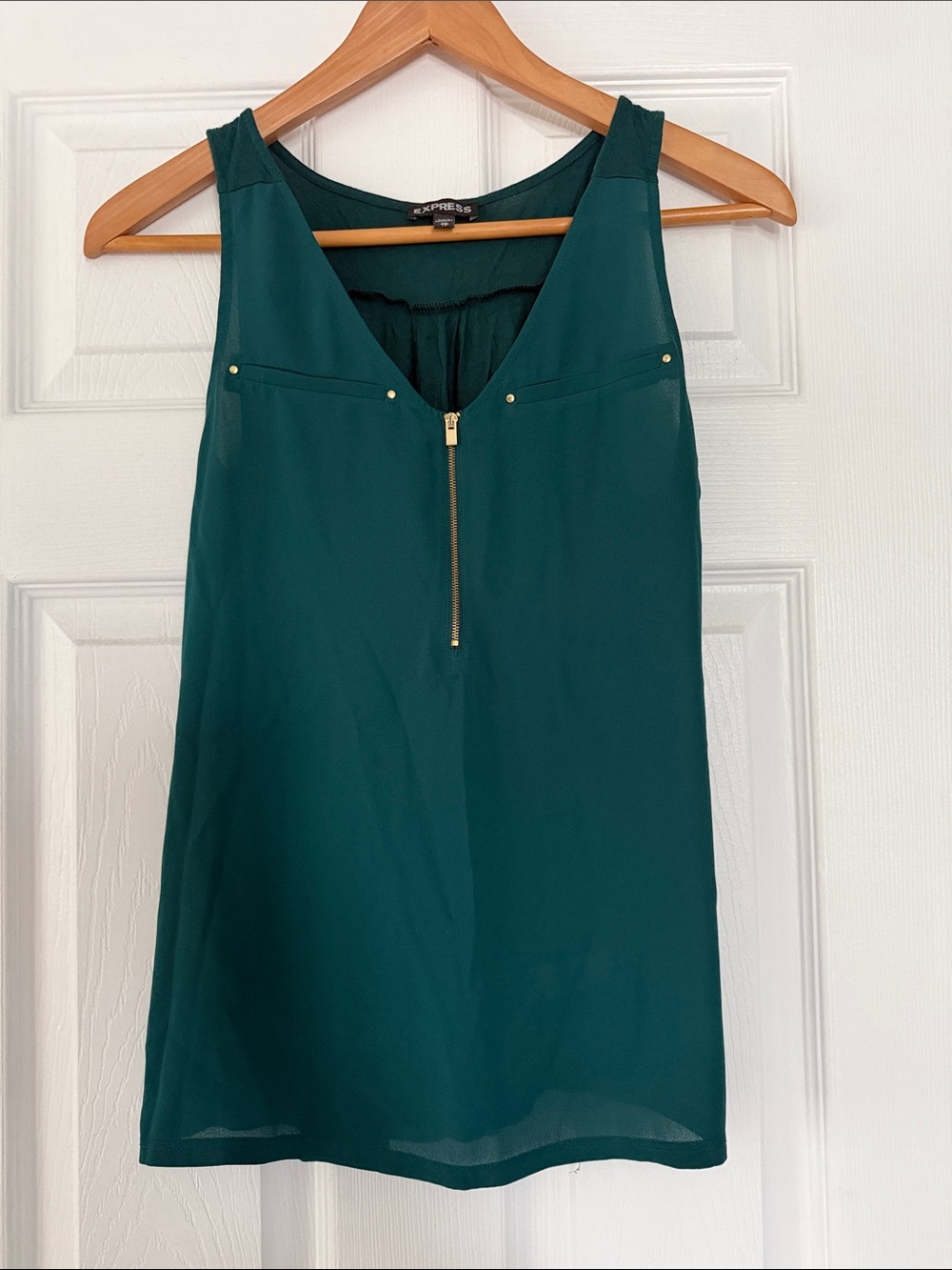 Express Teal Green Sleeveless Zip-Front Camisole